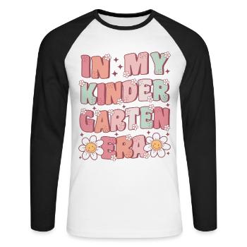 In meiner Kindergarten-Ära grooviger erster Tag - Unisex Baseballshirt langarm - Weiß/Schwarz - Vorne - Nik (191cm)