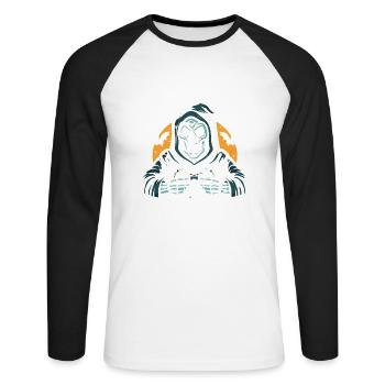 Ghoul Player One-design - Unisex Long Sleeve Baseball T-Shirt - white/black - Front - Nik (191cm)