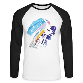 Poussez le style au niveau supérieur avec notre Cool Dog - T-shirt baseball manches longues Homme - blanc/noir - Devant - Nik (191cm)
