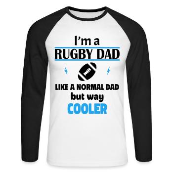 Ich bin ein Rugby Papa - Unisex Baseballshirt langarm - Weiß/Schwarz - Vorne - Nik (191cm)