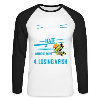 Dinge Fischer Hassen 1. Freunde, Die Witz Fischen - Unisex Baseballshirt langarm - Weiß/Schwarz - Vorne - Nik (191cm)