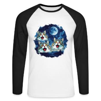 La vie est meilleure avec les chats - T-shirt baseball manches longues Homme - blanc/noir - Devant - Nik (191cm)