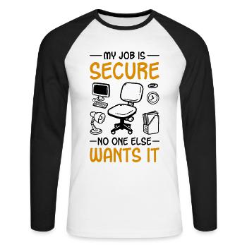 Office Humor - Unisex Long Sleeve Baseball T-Shirt - white/black - Front - Nik (191cm)