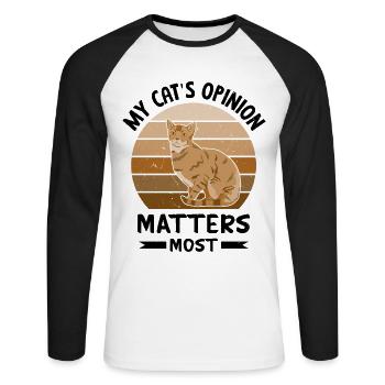 Witziger Katzen Spruch - Unisex Baseballshirt langarm - Weiß/Schwarz - Vorne - Nik (191cm)