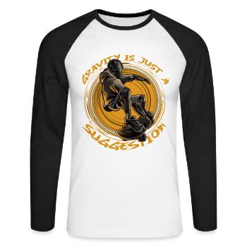 Skater on the Skateboarder Design Skatebording - Unisex Long Sleeve Baseball T-Shirt - white/black - Front - Nik (191cm)