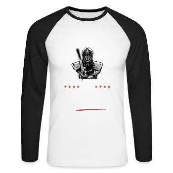 Touche-moi et je te donnerai mes bâtons - T-shirt baseball manches longues Homme - blanc/noir - Devant - Nik (191cm)