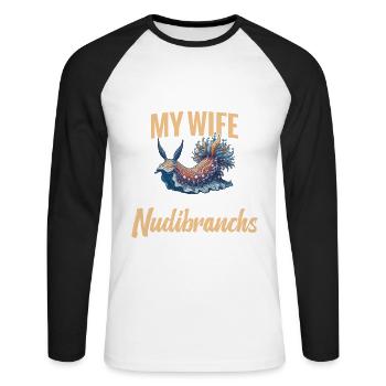 Ich Hoffe Nur, Dass Meine Frau Nicht Herausfindet, - Unisex Baseballshirt langarm - Weiß/Schwarz - Vorne - Nik (191cm)