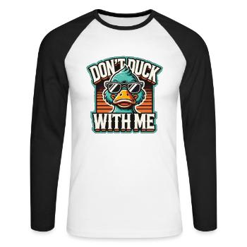 Cool duck, ne duck pas avec moi - T-shirt baseball manches longues Homme - blanc/noir - Devant - Nik (191cm)
