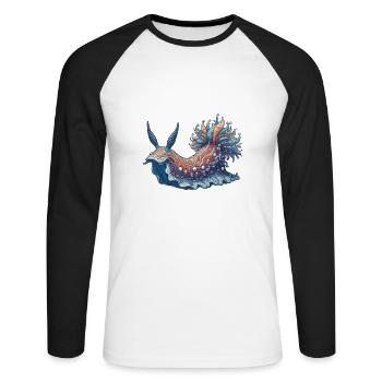 Ich Arbeite Hart, Damit Ich Mehr Nacktschnecken - Unisex Baseballshirt langarm - Weiß/Schwarz - Vorne - Nik (191cm)