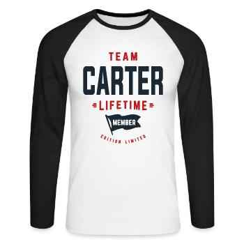 Team Carter Lebenslanges Mitglied Lustiger Name Carter - Unisex Baseballshirt langarm - Weiß/Schwarz - Vorne - Nik (191cm)