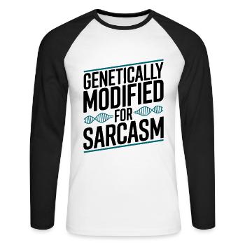 Sarcasm Genes DNA Genetics - Unisex Long Sleeve Baseball T-Shirt - white/black - Front - Nik (191cm)