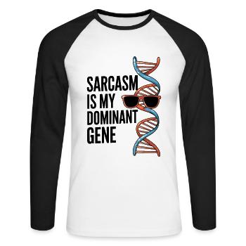 Sarcasm Genes DNA Genetics - Unisex Long Sleeve Baseball T-Shirt - white/black - Front - Nik (191cm)