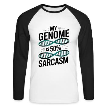 Sarcasm Genes DNA Genetics - Unisex Long Sleeve Baseball T-Shirt - white/black - Front - Nik (191cm)