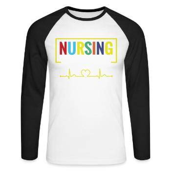Nursing Home Administrators - Unisex Long Sleeve Baseball T-Shirt - white/black - Front - Nik (191cm)