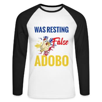 Sie Dachten, Gott Würde Sich Am Siebten Tag - Unisex Baseballshirt langarm - Weiß/Schwarz - Vorne - Nik (191cm)