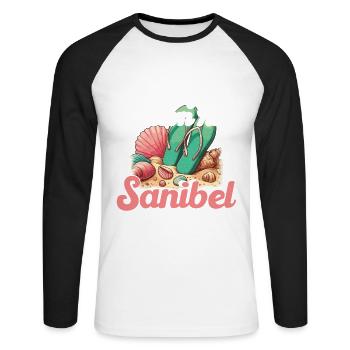 Étendez-moi simplement sur l’île de Sanibel - T-shirt baseball manches longues Homme - blanc/noir - Devant - Nik (191cm)