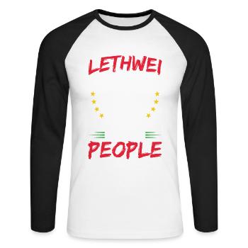 Lethwei, we do evil to evil people. - Unisex Long Sleeve Baseball T-Shirt - white/black - Front - Nik (191cm)