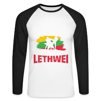 Leg Dich Nie Mit Mir An, Ich Kenne Lethwei - Unisex Baseballshirt langarm - Weiß/Schwarz - Vorne - Nik (191cm)