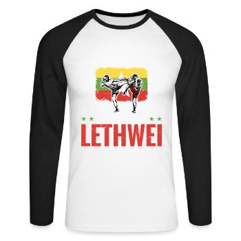 Mets un doigt sur moi et ton premier - T-shirt baseball manches longues Homme - blanc/noir - Devant - Nik (191cm)