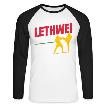 Lethwei Ist Kein Sport, Sondern Ein Lebensstil - Unisex Baseballshirt langarm - Weiß/Schwarz - Vorne - Nik (191cm)