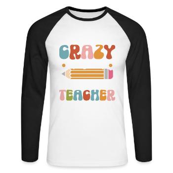 Vous n’avez pas besoin d’être fou pour faire un - T-shirt baseball manches longues Homme - blanc/noir - Devant - Nik (191cm)
