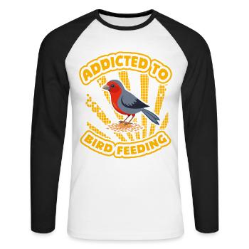 Addicted to Bird Feeding - Unisex Long Sleeve Baseball T-Shirt - white/black - Front - Nik (191cm)