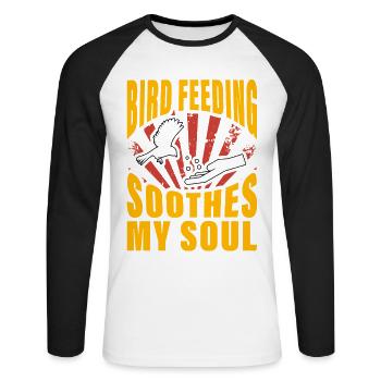 Bird feeding soothes my soul - Unisex Long Sleeve Baseball T-Shirt - white/black - Front - Nik (191cm)