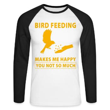 Bird Feeding me rend heureux que vous ne soyez pas tellement - T-shirt baseball manches longues Homme - blanc/noir - Devant - Nik (191cm)