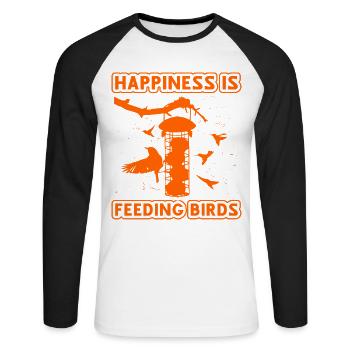 Happiness is feeding birds - Unisex Long Sleeve Baseball T-Shirt - white/black - Front - Nik (191cm)