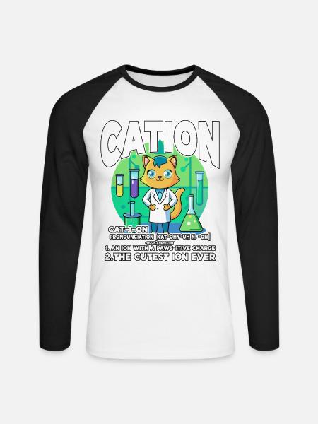 Kation - Unisex Baseballshirt langarm - Weiß/Schwarz
