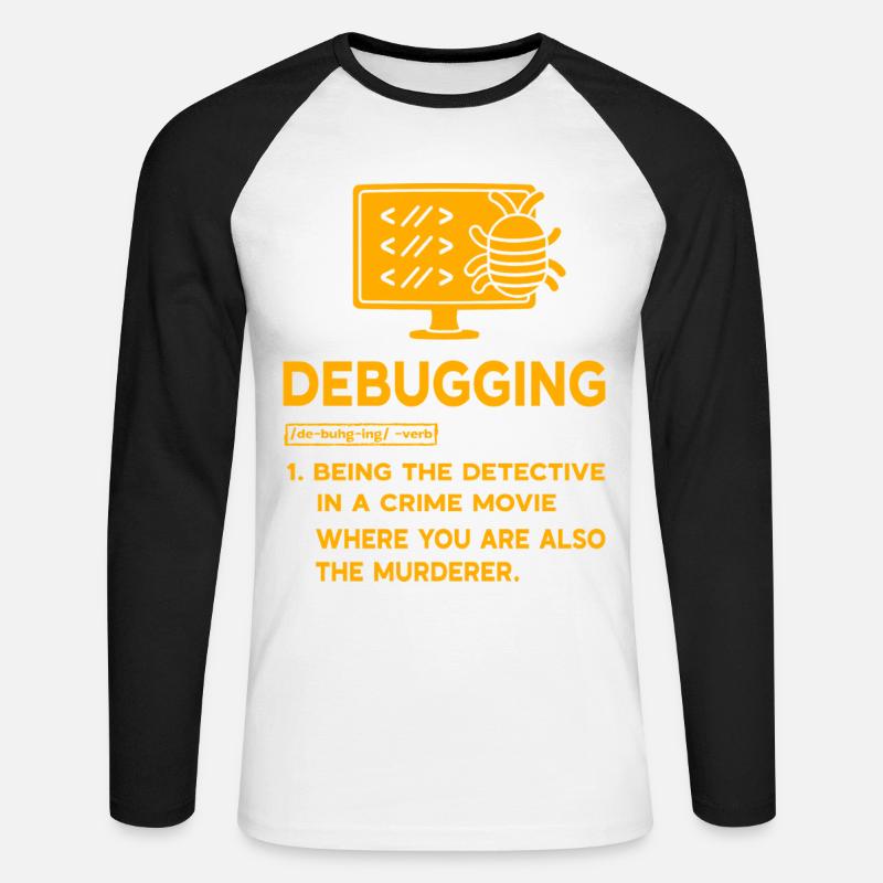 Debuggen - Unisex Baseballshirt langarm - Weiß/Schwarz