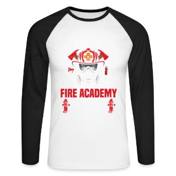 J’ai fini par survivre à l’Académie des pompiers et - T-shirt baseball manches longues Homme - blanc/noir - Devant - Nik (191cm)