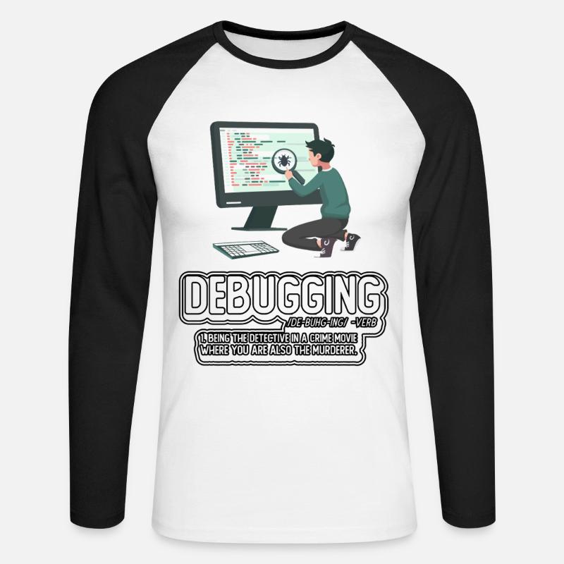 Debuggen - Unisex Baseballshirt langarm - Weiß/Schwarz
