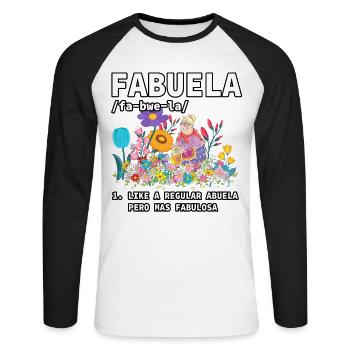 Fabuela - Unisex Long Sleeve Baseball T-Shirt - white/black - Front - Nik (191cm)