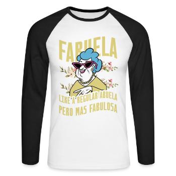 Fabuela - Unisex Long Sleeve Baseball T-Shirt - white/black - Front - Nik (191cm)