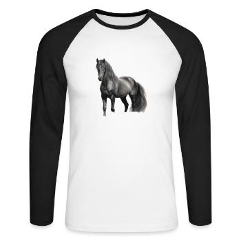 I love my Friesian to the moon and back - Unisex Long Sleeve Baseball T-Shirt - white/black - Front - Nik (191cm)
