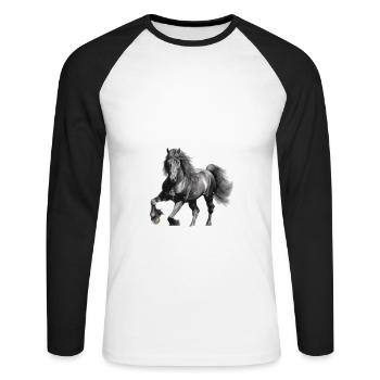 Ce n’est pas mon frison, je suis sa personne - T-shirt baseball manches longues Homme - blanc/noir - Devant - Nik (191cm)