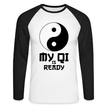 Chinese Medicine Tcm - Unisex Long Sleeve Baseball T-Shirt - white/black - Front - Nik (191cm)