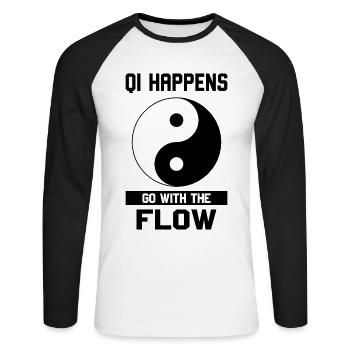 Chinese Medicine Tcm - Unisex Long Sleeve Baseball T-Shirt - white/black - Front - Nik (191cm)