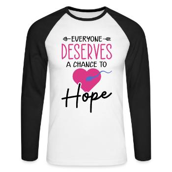 Surrogate Mother IVF Transfer Day - Unisex Long Sleeve Baseball T-Shirt - white/black - Front - Nik (191cm)