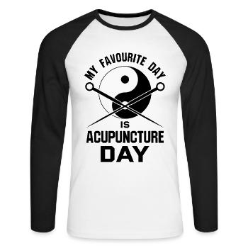 Cadeaux d’acupuncteur Design Médecine Chinoise - T-shirt baseball manches longues Homme - blanc/noir - Devant - Nik (191cm)