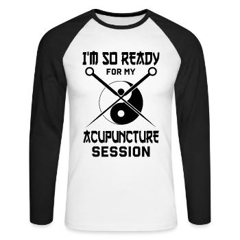 Cadeaux d’acupuncteur Design Médecine Chinoise - T-shirt baseball manches longues Homme - blanc/noir - Devant - Nik (191cm)