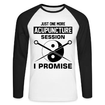 Cadeaux d’acupuncteur Design Médecine Chinoise - T-shirt baseball manches longues Homme - blanc/noir - Devant - Nik (191cm)