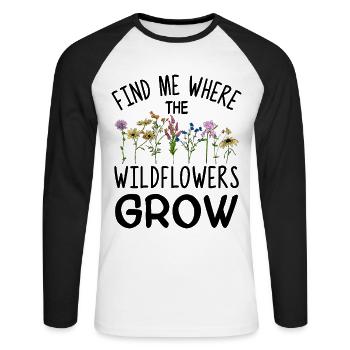 Wildflowers Flowers - Unisex Long Sleeve Baseball T-Shirt - white/black - Front - Nik (191cm)