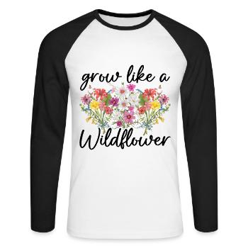Wildflowers Flowers - Unisex Long Sleeve Baseball T-Shirt - white/black - Front - Nik (191cm)