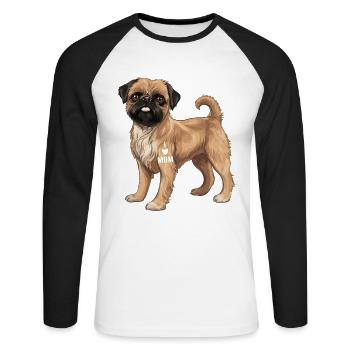 Zu Hause Ist Mein Brüsseler Griffon - Unisex Baseballshirt langarm - Weiß/Schwarz - Vorne - Nik (191cm)