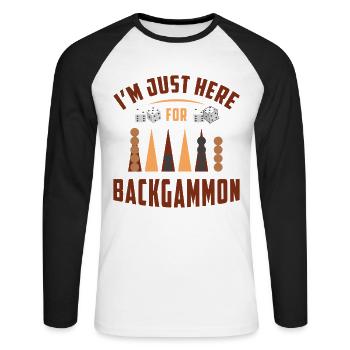 Backgammon Spiel - Unisex Baseballshirt langarm - Weiß/Schwarz - Vorne - Nik (191cm)