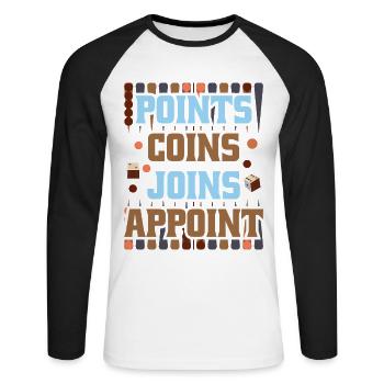 Backgammon Spiel - Unisex Baseballshirt langarm - Weiß/Schwarz - Vorne - Nik (191cm)