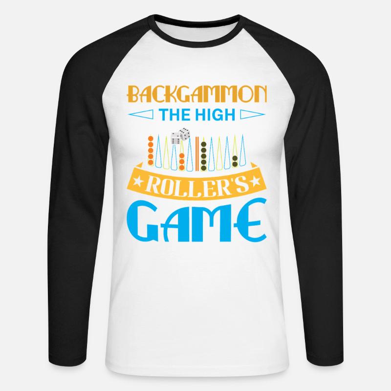 Backgammon Spiel - Unisex Baseballshirt langarm - Weiß/Schwarz