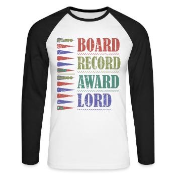 Backgammon Spiel - Unisex Baseballshirt langarm - Weiß/Schwarz - Vorne - Nik (191cm)